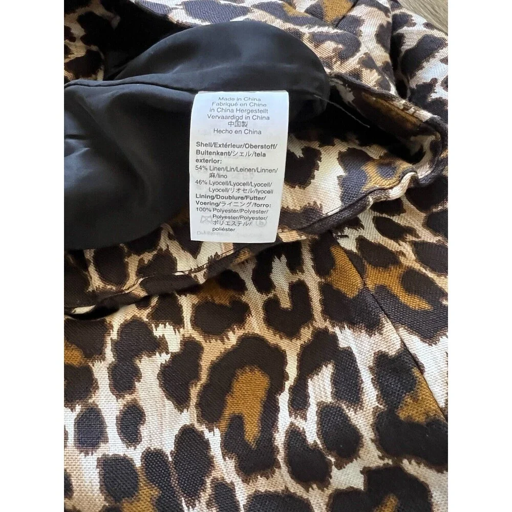 J Crew Womens Leopard Print Side Slit Linen Blend Pencil Skirt Size 4